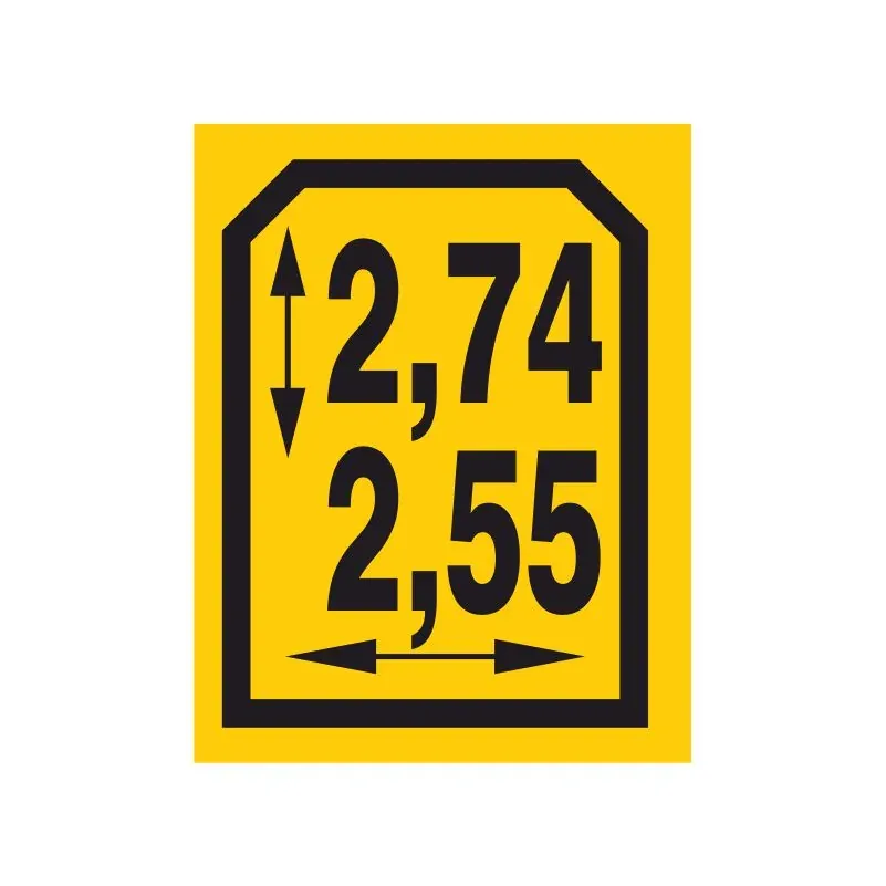 Container size decal met hoogte en breedte