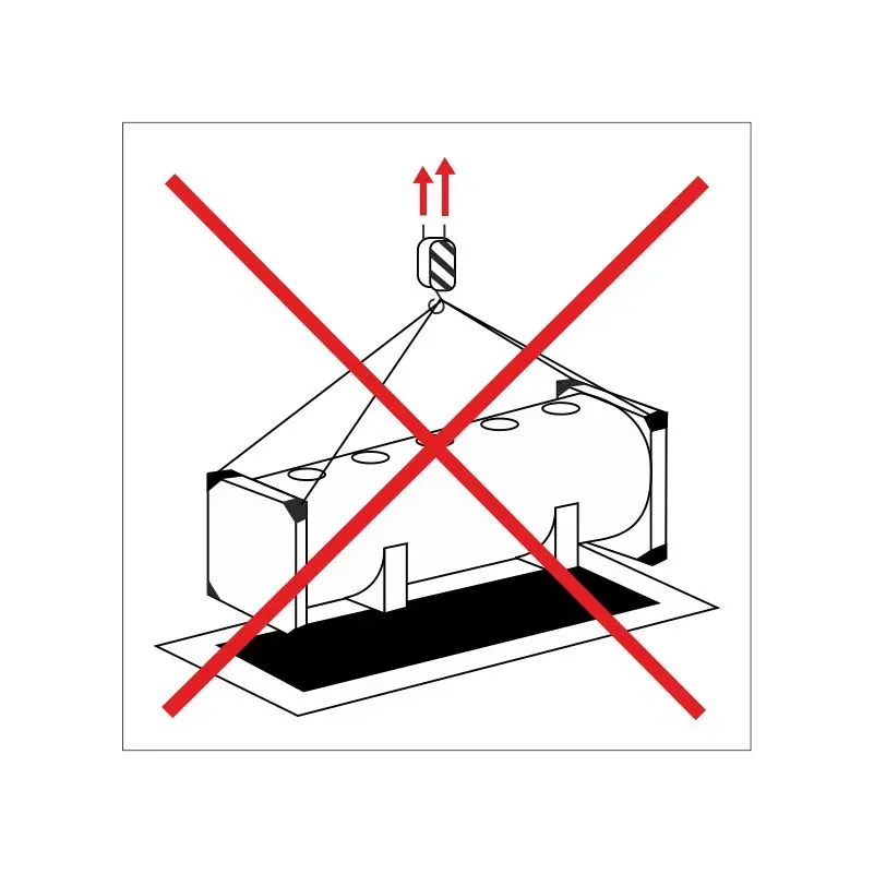 Sticker No lifting from top op een tankcontainer