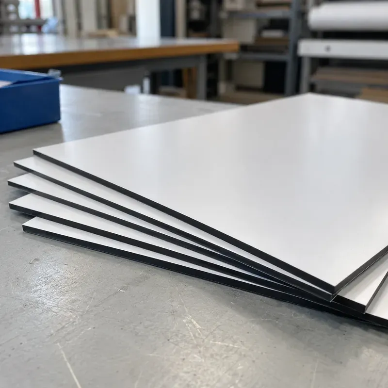 Stacked engraving laminate showing the core layer.