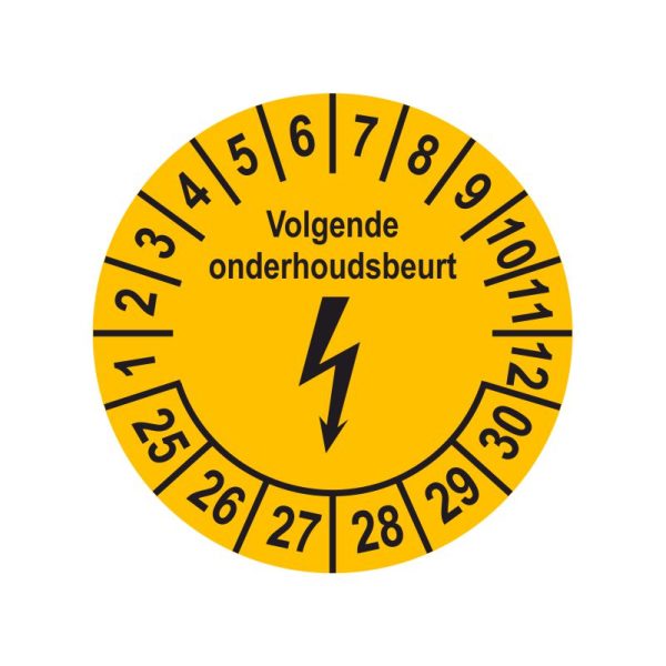 Keuringssticker - Elektrische installaties - Volgende onderhoudsbeurt