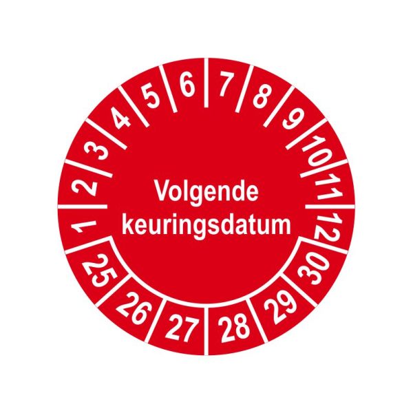 Keuringssticker 2025 - Volgende keuringsdatum