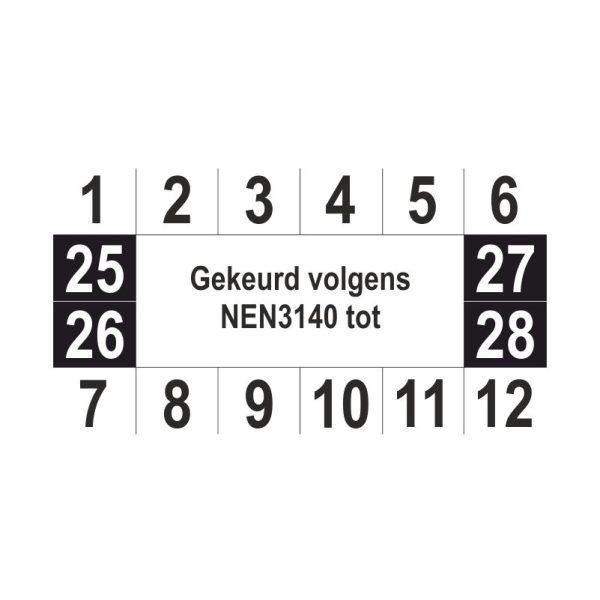 Keuringssticker - Zwart wit - Gekeurd volgens NEN3140