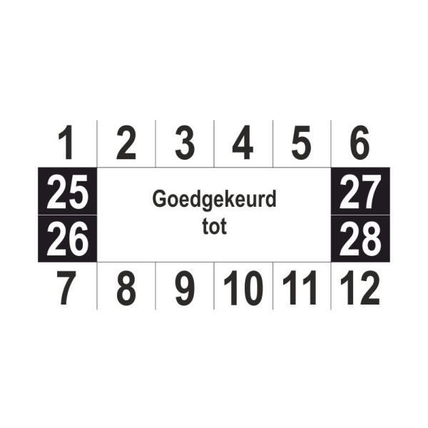 Keuringssticker - Zwart wit - Goedgekeurd tot