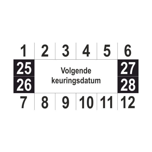 Keuringssticker - Zwart wit - Volgende keuringsdatum