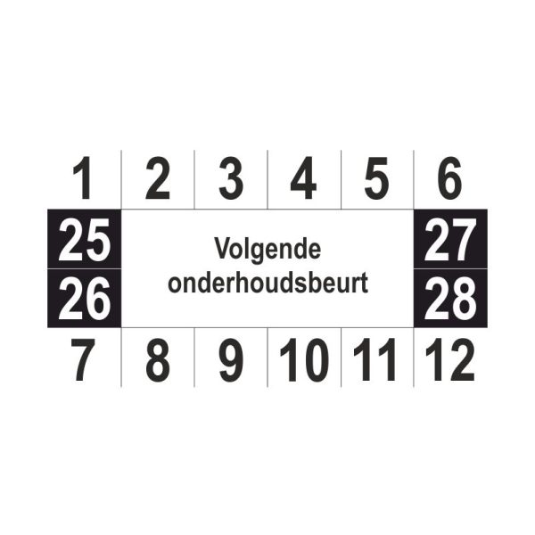 Keuringssticker - Zwart wit - Volgende onderhoudsbeurt